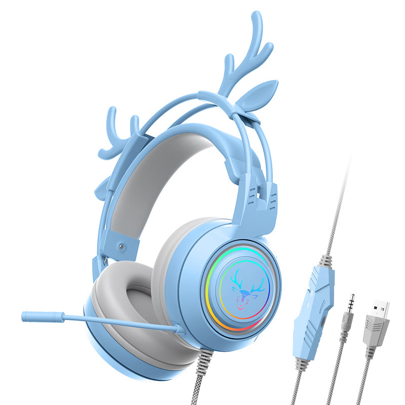 SY-G25 Deer Antler Wired Headset RGB Light Headphones with Noise Cancelling Mic 3.5mm Gaming Earphones for E-Sports SY-G25 Deer Antler Wired Headset RGB Light Headphones with Noise Cancelling Mic 3.5mm Gaming Earphones for E-Sports